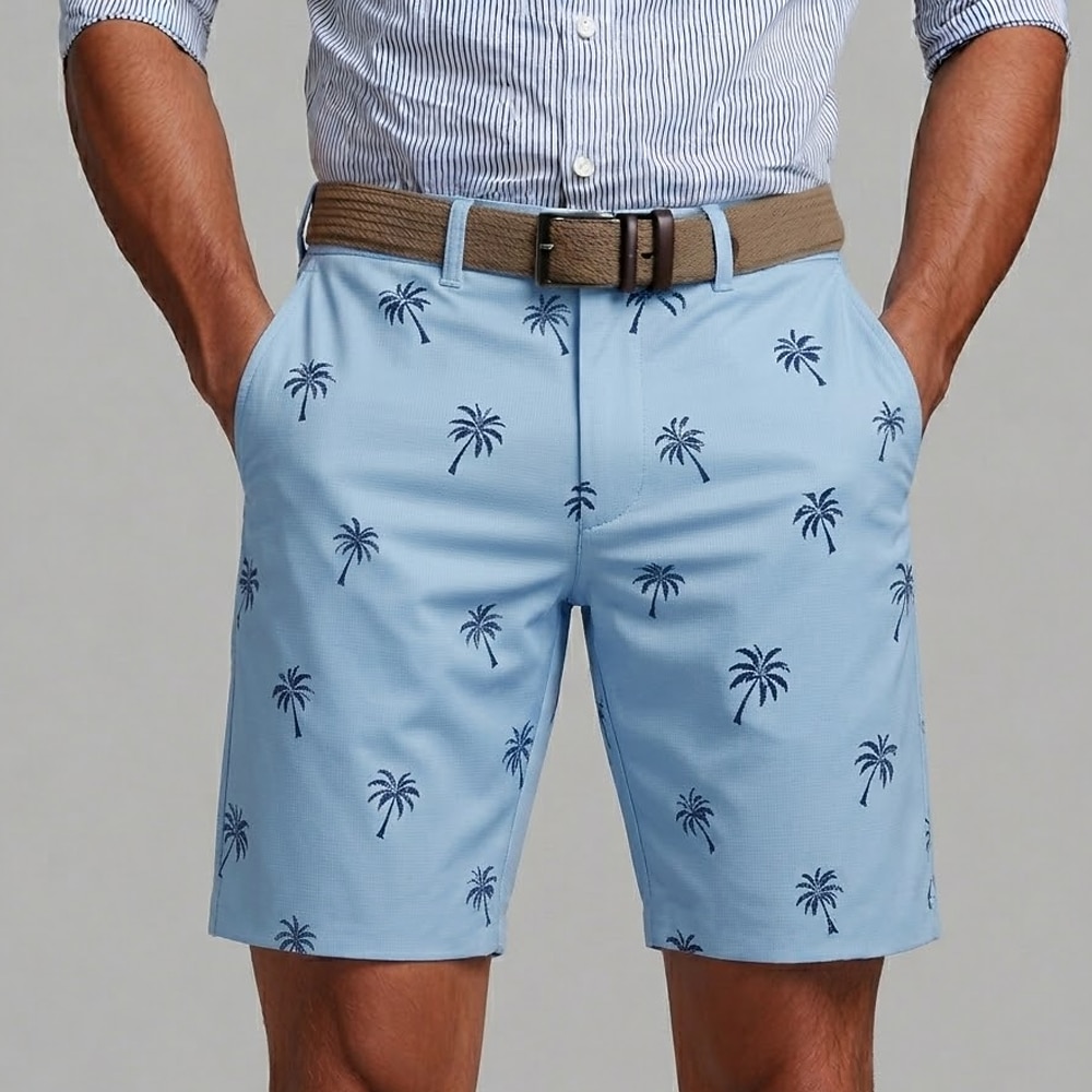 Men's Coconut Tree Tropical Plants Bermuda Work shorts Casual Shorts Golf Shorts Mid Waist Hawaiian Work Beach Sports Outdoor Flat Front Shorts with 4 Pockets Designer Clothing Apparel