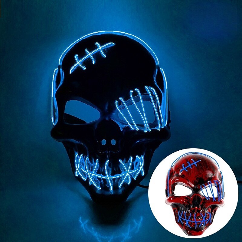 Halloween Glowing Mask LED Light Up Skeleton Pirate Mask Halloween Mask for Festival Cosplay Halloween Prop Carnival Gifts