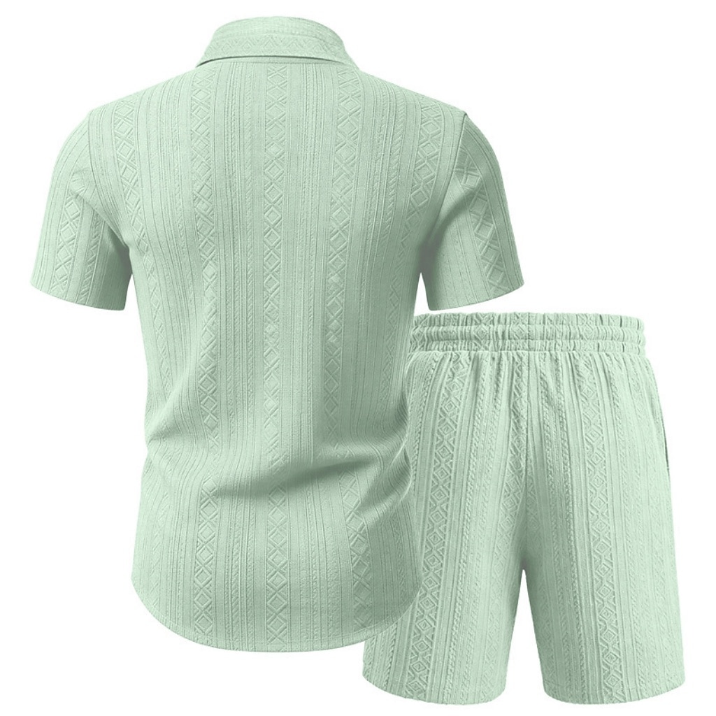 2-Piece Men's Shirt & Shorts Set Summer Set And Shorts Set Plain Casual Daily Vacation Turndown Short Sleeve Summer Spring Fashion Hawaiian Casual Clothing Apparel