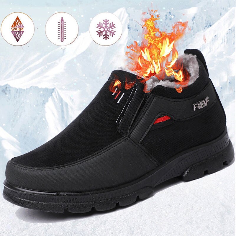 Men's Boots Snow Boots Fur Lined Winter Boots Comfort Shoes Fleece lined Walking Casual Outdoor Daily Leather Warm Height Increasing Comfortable Lace-up Dark Brown Black Camel Winter