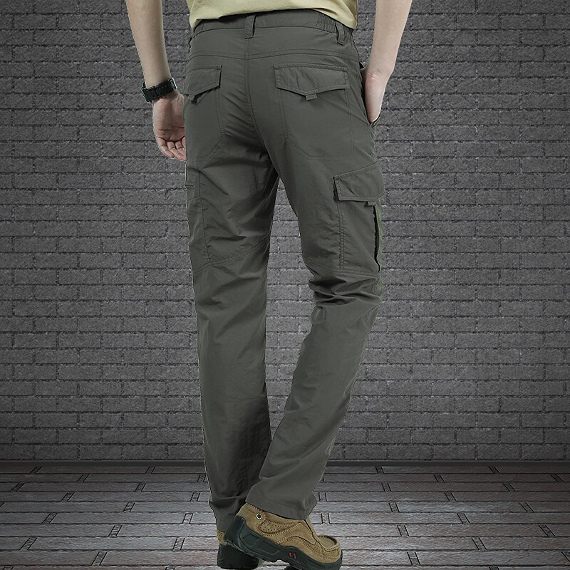 Men's Cargo Pants Cargo Trousers Embroidered Elastic Waist Solid Color Ripstop Breathable Work Streetwear Stylish Casual Black Army Green