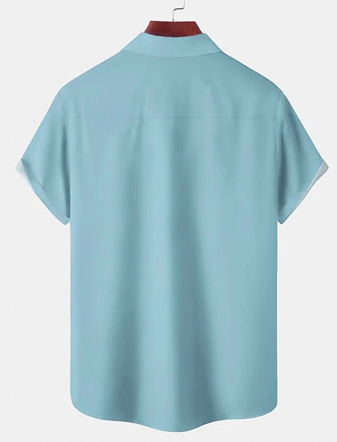 Men's Guayabera Shirt Casual Shirt Summer Shirt Beach Shirt White Blue Khaki Short Sleeve Striped Lapel Spring & Summer Hawaiian Holiday Clothing Apparel Print