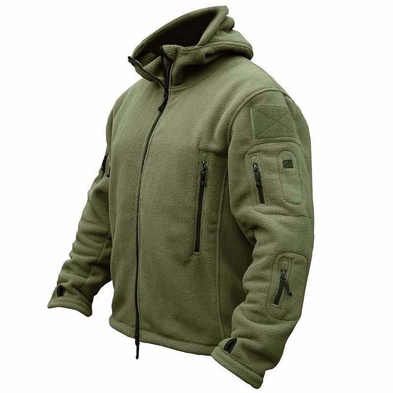Men's Hoodie Full Zip Hoodie Jacket Outerwear Tactical Hoodie Black Army Green Khaki Gray Hooded Plain Sports & Outdoor Daily Holiday Streetwear Cool Casual Fall & Winter Clothing Apparel Hoodies