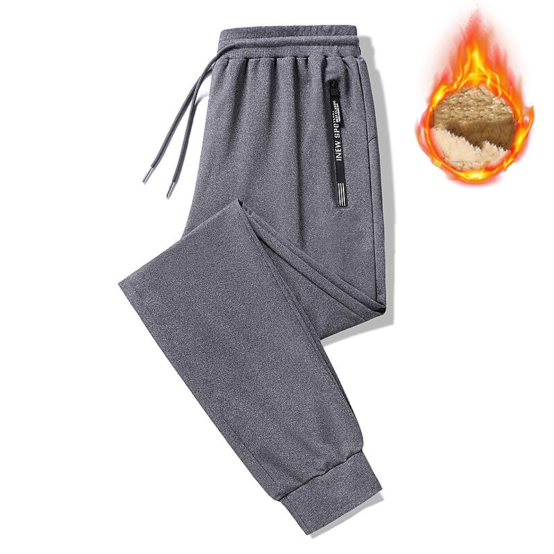 Men's Sweatpants Fleece Lined Pants Winter Outdoor Thermal Warm Windproof Breathable Lightweight Bottoms Thickened beam mouth black Thickened straight black Fishing Climbing Camping / Hiking / Caving
