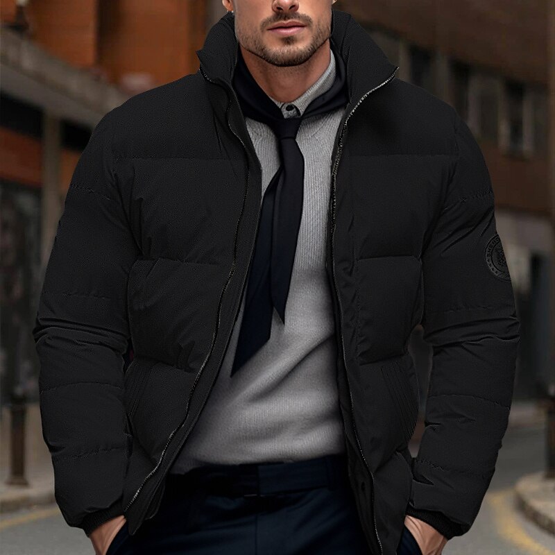 Men's Winter Coat Winter Jacket Puffer Jacket Zipper Pocket Polyster Pocket Outdoor Date Casual Daily Regular Fashion Casual Thermal Warm Windproof Winter Plain Black White Red Green Puffer Jacket
