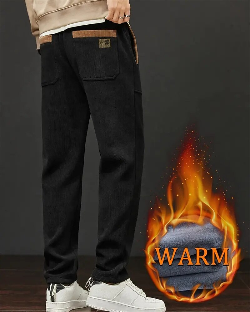 Men's Sweatpants Fleece Pants Corduroy Pants Winter Pants Trousers Drawstring Pocket Elastic Waist Plain Comfort Sports Outdoor Daily Fashion Casual Black Gray Micro-elastic