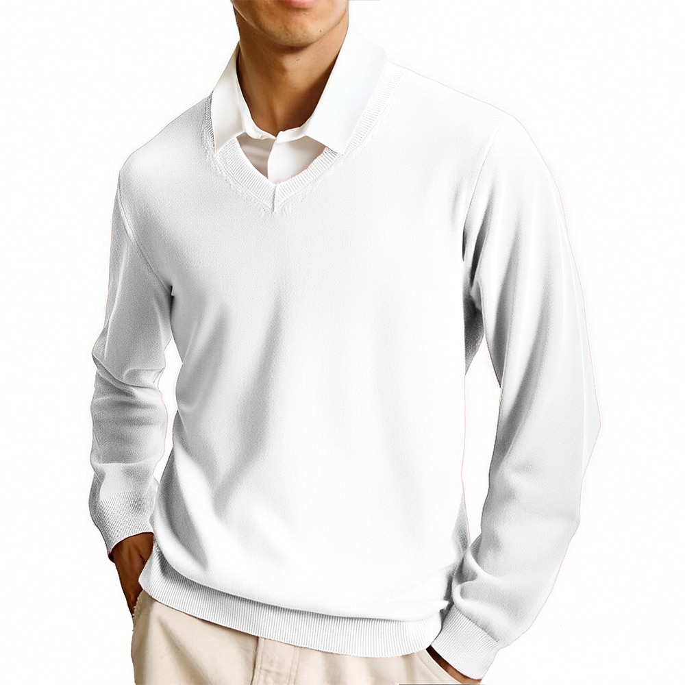 Men's Pullover Sweater Jumper Casual Sweater Knit Sweater Ribbed Knit Regular Tops Knitted Plain V Neck Fashion Casual Vacation Daily Wear Clothing Apparel Fall Winter Camel Wine S M L