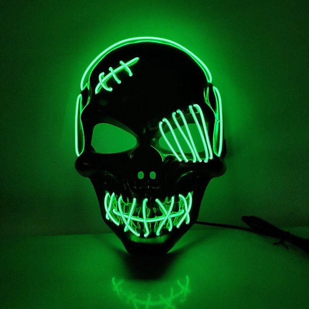Halloween Glowing Mask LED Light Up Skeleton Pirate Mask Halloween Mask for Festival Cosplay Halloween Prop Carnival Gifts