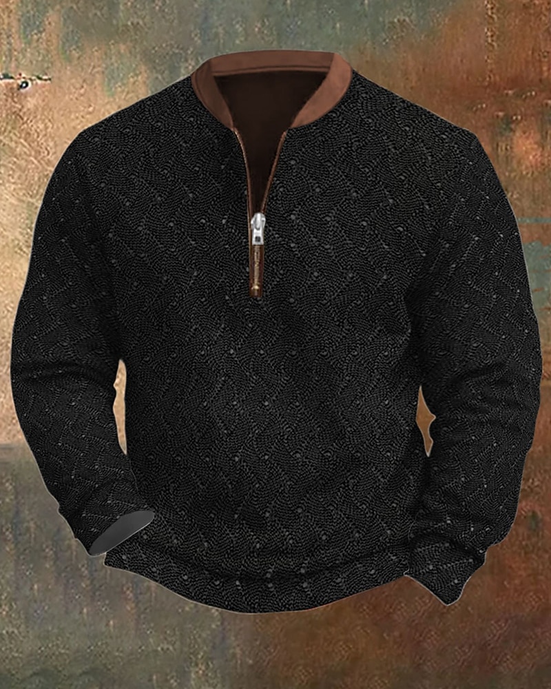 Men's Sweatshirt Quarter Zip Sweatshirt Blue Black White Brown Khaki Half Zip Geometric Zipper Daily Sports & Outdoor Holiday Polyester Streetwear Basic Casual Spring Fall Clothing Apparel Hoodies