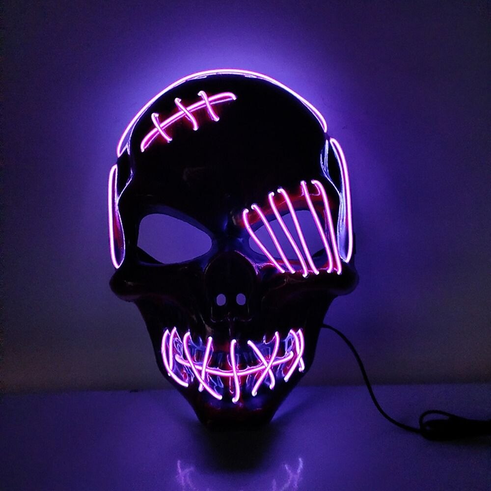 Halloween Glowing Mask LED Light Up Skeleton Pirate Mask Halloween Mask for Festival Cosplay Halloween Prop Carnival Gifts