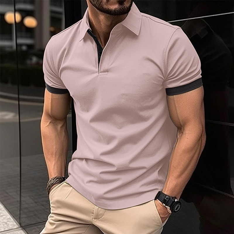 Men's Polo Shirt Golf Shirt Casual Holiday Lapel Classic Short Sleeve Fashion Basic Plain Button Summer Regular Fit Black Pink Wine Navy Blue Blue Orange Polo Shirt