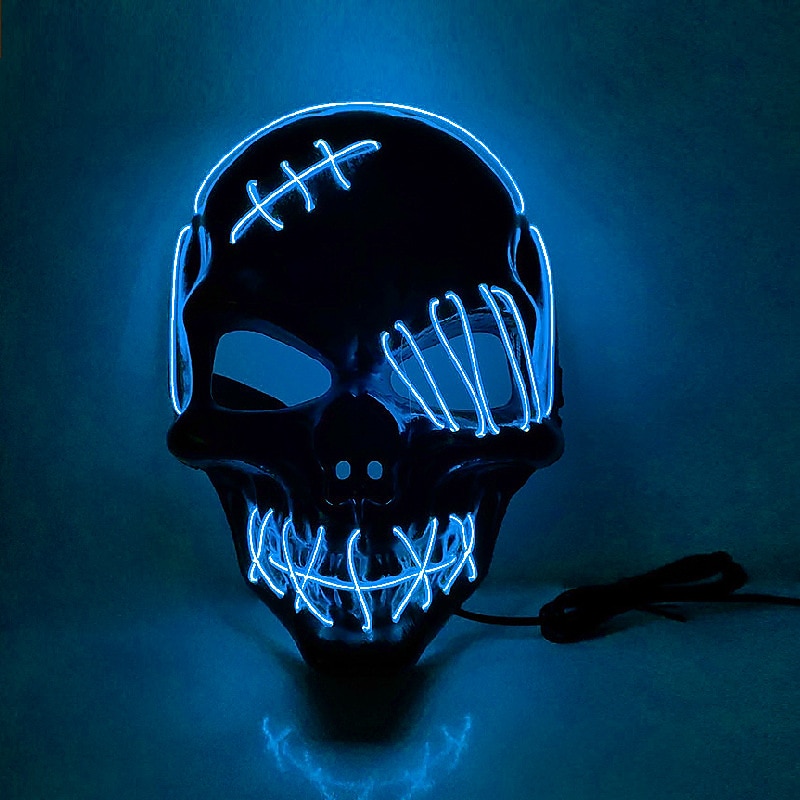Halloween Glowing Mask LED Light Up Skeleton Pirate Mask Halloween Mask for Festival Cosplay Halloween Prop Carnival Gifts
