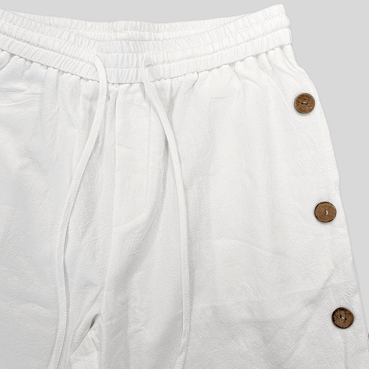 Men's Shorts Linen Shorts Summer Shorts Beach Shorts Buttons Drawstring Elastic Waist Plain Comfort Breathable Knee Length Outdoor Daily Beach Vacation Fashion Black White Micro-elastic