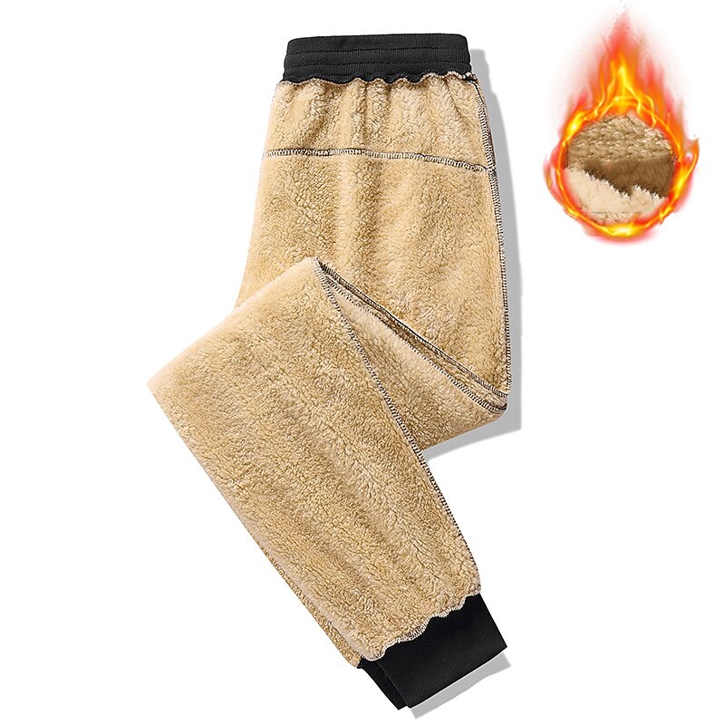 Men's Sweatpants Fleece Lined Pants Winter Outdoor Thermal Warm Windproof Breathable Lightweight Bottoms Thickened beam mouth black Thickened straight black Fishing Climbing Camping / Hiking / Caving