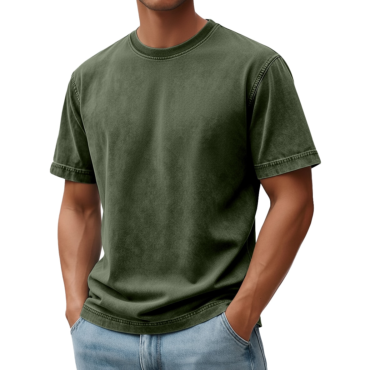 Men's T Shirt 100% Cotton Acid Wash Shirt Tee Top Short Sleeve Crew Neck Summer Spring Fall Plain Retro Vintage Casual Vintage Style Distressed Casual Blue Black Pink Top Tee for Men