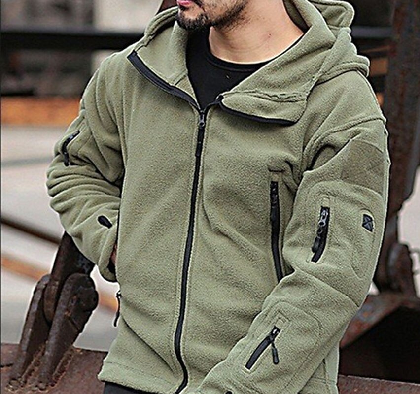 Men's Hoodie Full Zip Hoodie Jacket Outerwear Tactical Hoodie Black Army Green Khaki Gray Hooded Plain Sports & Outdoor Daily Holiday Streetwear Cool Casual Fall & Winter Clothing Apparel Hoodies