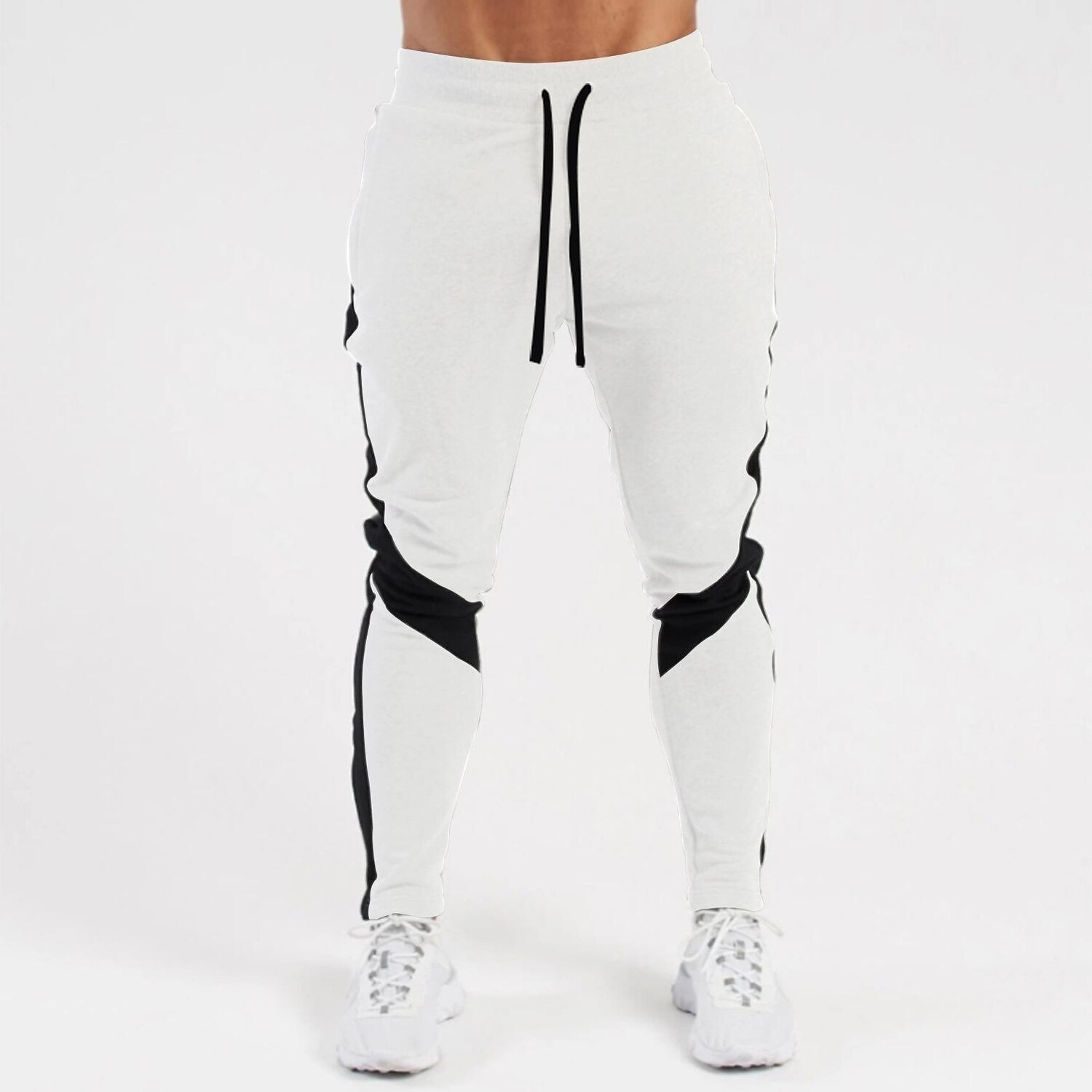 Men's Sweatpants Athletic Pants Active Pants Trousers Casual Pants Drawstring Elastic Waist Color Block Moisture Wicking Breathable Full Length Outdoor Daily Running Fashion Classic Style Black White