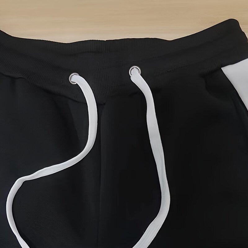 Men's Sweatpants Athletic Pants Active Pants Trousers Casual Pants Drawstring Elastic Waist Color Block Moisture Wicking Breathable Full Length Outdoor Daily Running Fashion Classic Style Black White