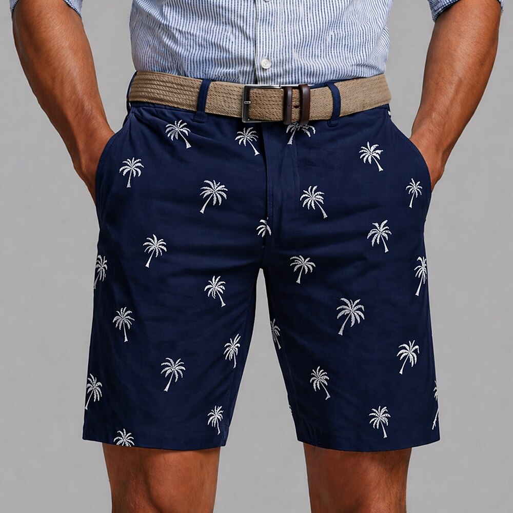 Men's Coconut Tree Tropical Plants Bermuda Work shorts Casual Shorts Golf Shorts Mid Waist Hawaiian Work Beach Sports Outdoor Flat Front Shorts with 4 Pockets Designer Clothing Apparel
