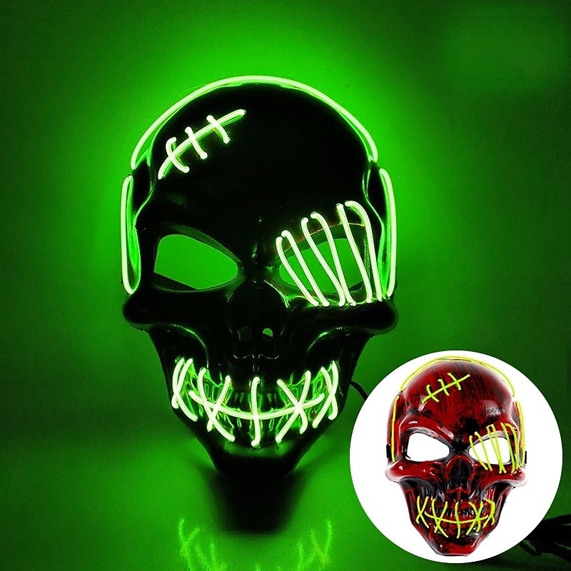 Halloween Glowing Mask LED Light Up Skeleton Pirate Mask Halloween Mask for Festival Cosplay Halloween Prop Carnival Gifts
