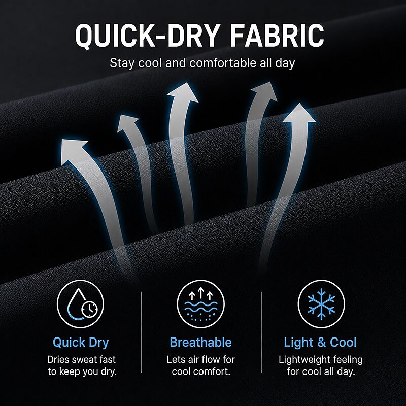 Men's Breathable Quick-dry Pants Cooling Pants Drawstring Pocket Elastic Waist Plain Lightweight  Full Length Casual Daily Outdoor Fashion Streetwear Black Navy Blue Micro-elastic