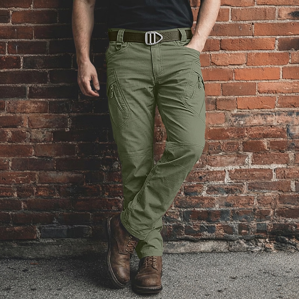 Men's Cargo Trousers Trousers Pocket Straight Leg Solid Color Plain Comfort Outdoor Full Length Casual Daily Outdoor Vacation Streetwear Black Army Green Inelastic