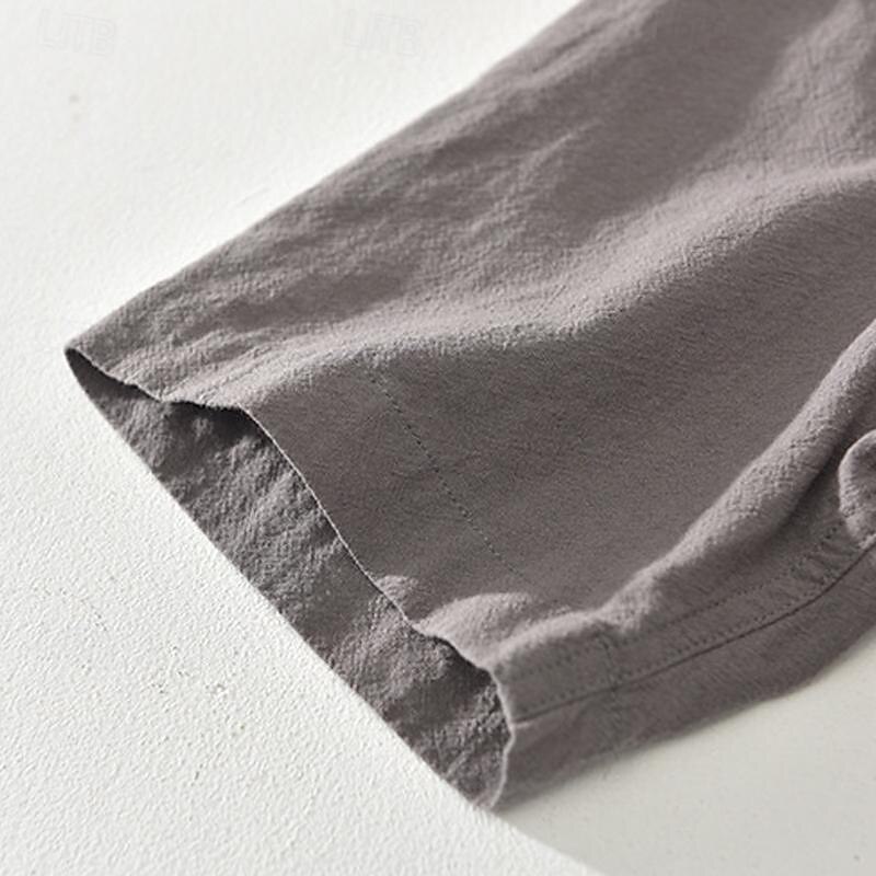 Men's Linen Shirt Shirt Summer Shirt Beach Shirt White Royal Blue Light Blue Short Sleeve Plain Stand Collar Summer Street Hawaiian Clothing Apparel