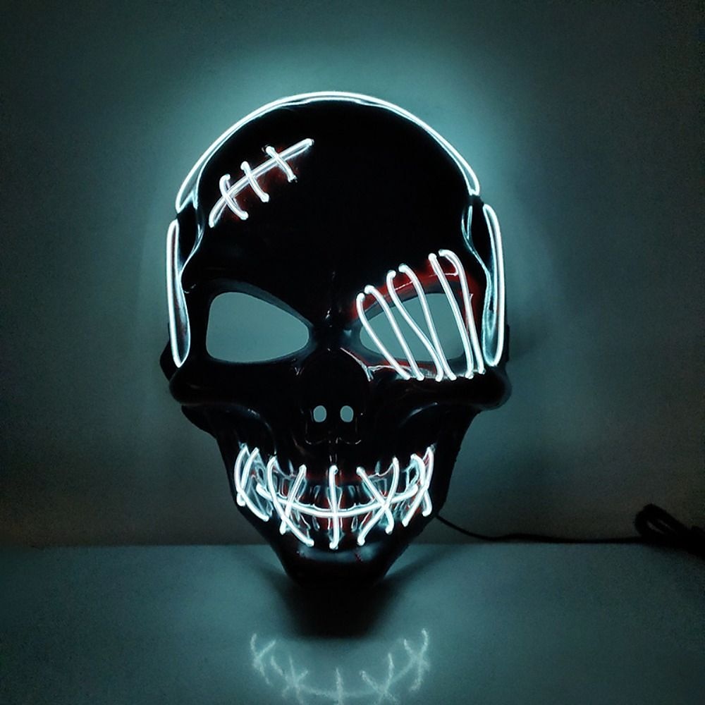 Halloween Glowing Mask LED Light Up Skeleton Pirate Mask Halloween Mask for Festival Cosplay Halloween Prop Carnival Gifts