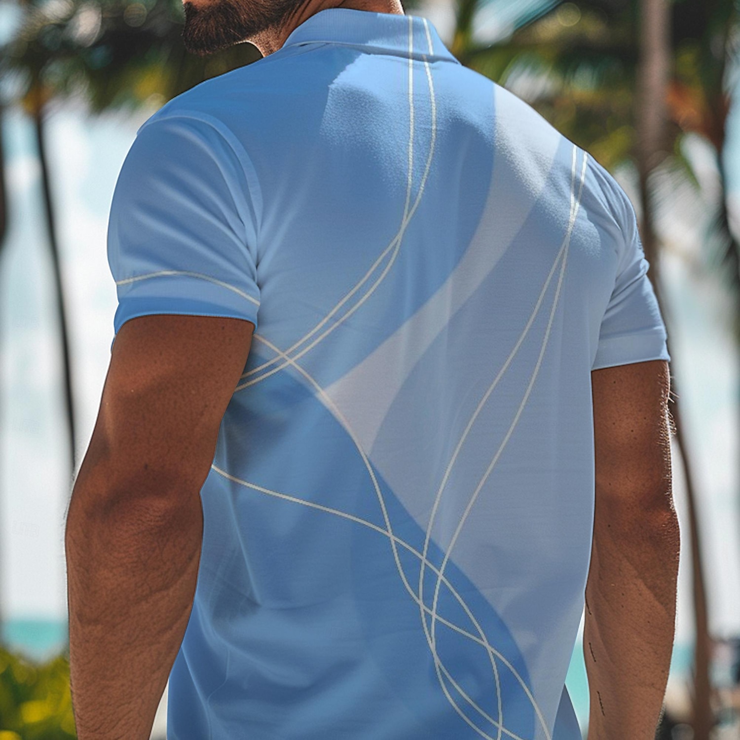 Geometry Men's Sportswear 3D Print Golf Polo Outdoor Daily Wear Streetwear Polyester Short Sleeve Turndown Polo Shirts Baby blue Pink Spring & Summer S M L Micro-elastic Lapel Polo