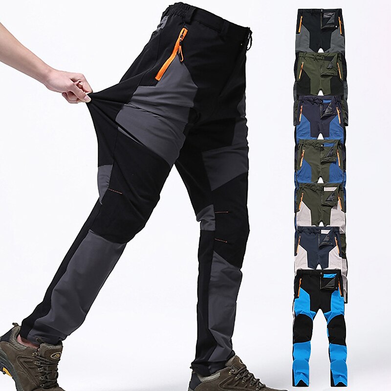 Men's Cargo Pants Hiking Pants Work Pants Trousers Safari Outdoor Pants Water Resistant Windproof Quick Dry Stretch 3 Zipper Pocket Elastic Waist Bottoms Black Khaki Army Green Climbing