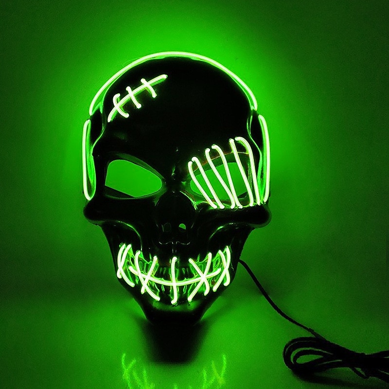 Halloween Glowing Mask LED Light Up Skeleton Pirate Mask Halloween Mask for Festival Cosplay Halloween Prop Carnival Gifts