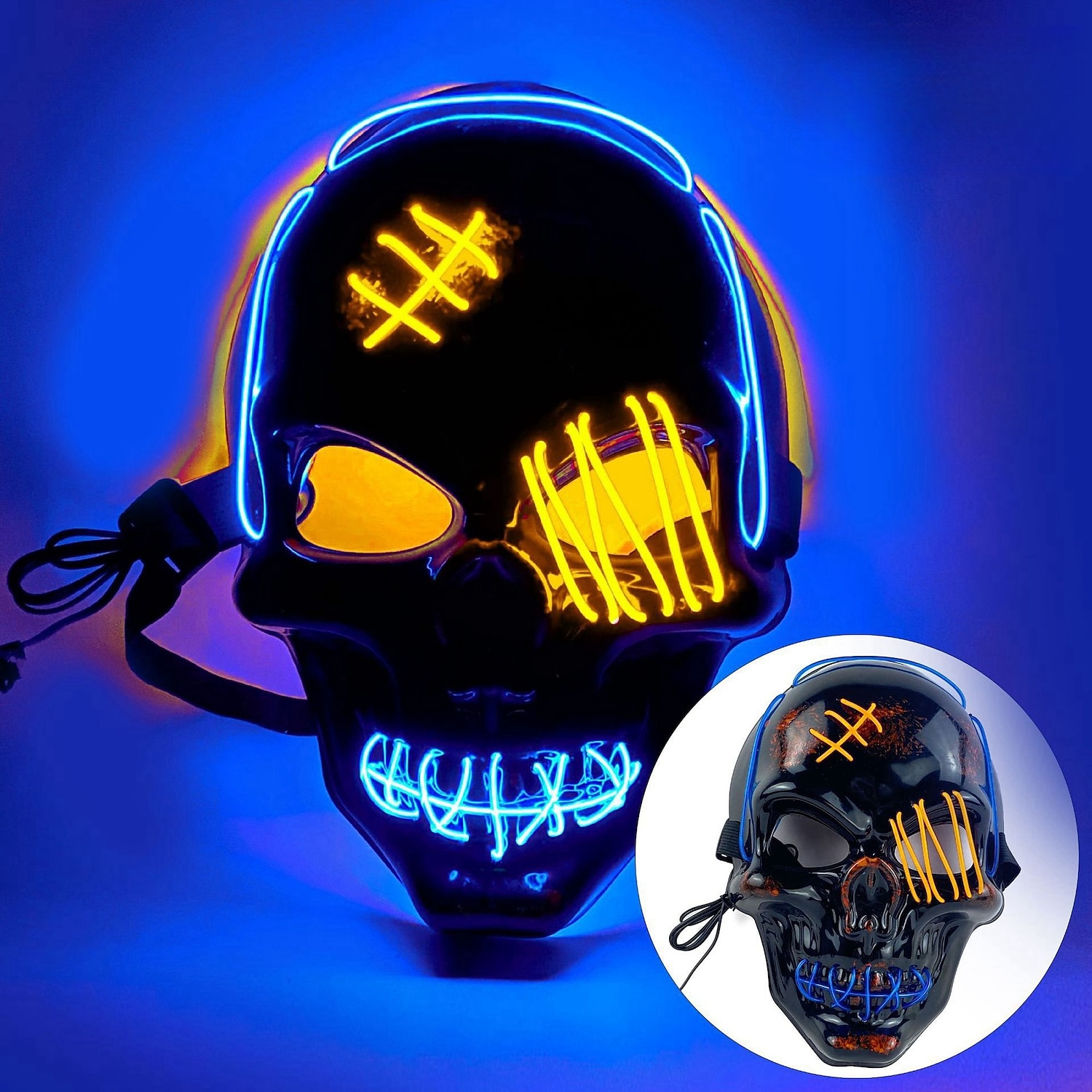 Halloween Glowing Mask LED Light Up Skeleton Pirate Mask Halloween Mask for Festival Cosplay Halloween Prop Carnival Gifts