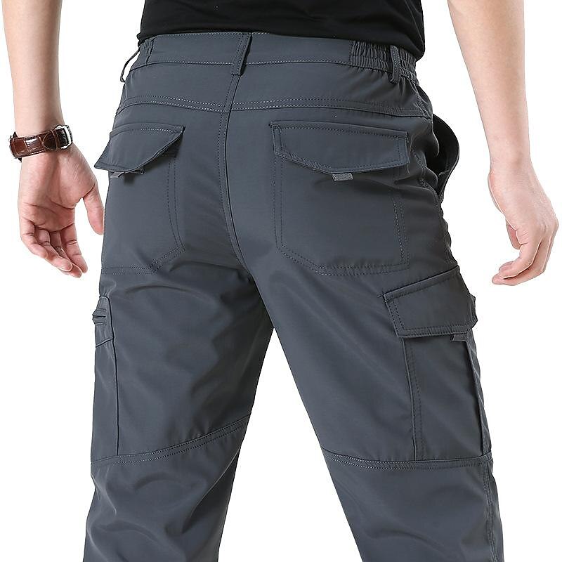 Men's Hiking Pants Trousers Fleece Lined Pants Softshell Pants Military Winter Outdoor Thermal Warm Windproof Multi Pockets Sweat wicking Pants / Trousers Bottoms Elastic Waist Zipper Pocket Black