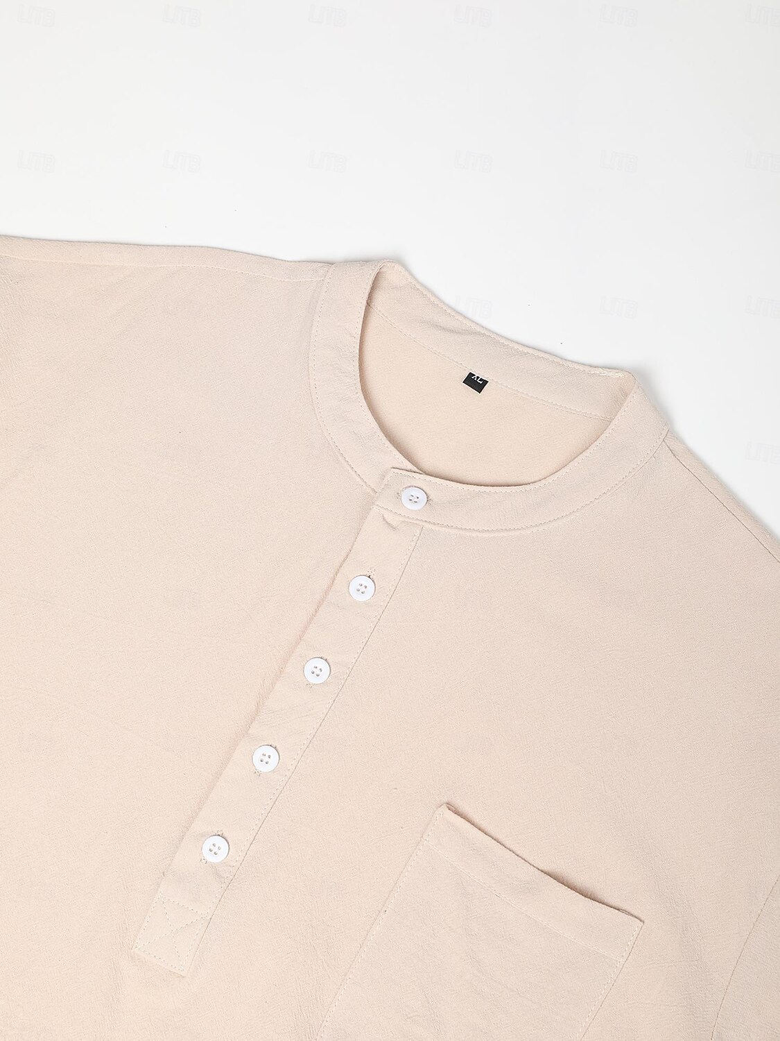 Men's Shirt Linen Shirt Band Collar Shirt Summer Shirt Beach Wear Solid Color Street Hawaiian Light Blue Wine Red Black White Long Sleeve Collar Summer Spring Clothing Apparel