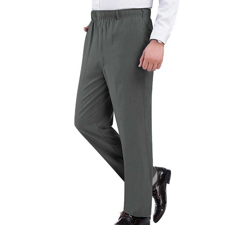 Men's Trousers Casual Pants Pocket Elastic Waist Solid Color Comfort Breathable Full Length Daily Stylish Classic Style Black Navy Blue Micro-elastic
