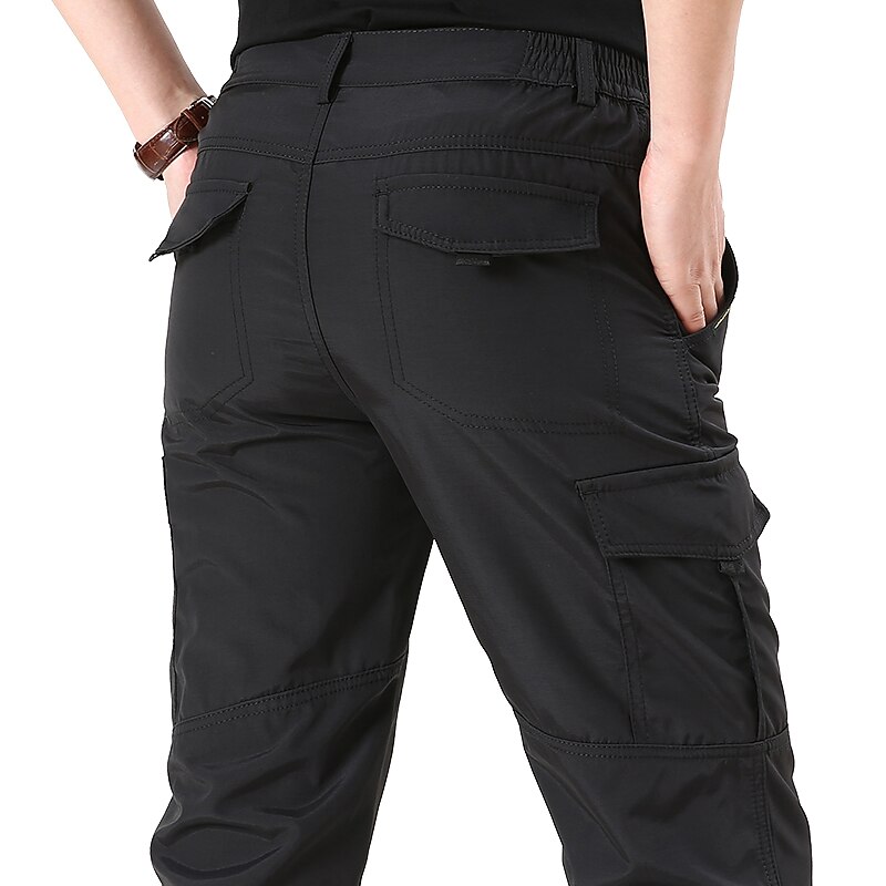 Men's Hiking Pants Trousers Fleece Lined Pants Softshell Pants Military Winter Outdoor Thermal Warm Windproof Multi Pockets Sweat wicking Pants / Trousers Bottoms Elastic Waist Zipper Pocket Black