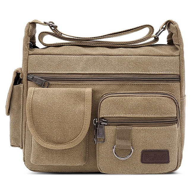 Men's Shoulder Messenger Bag Crossbody Bag Canvas Outdoor Daily Black Brown Green