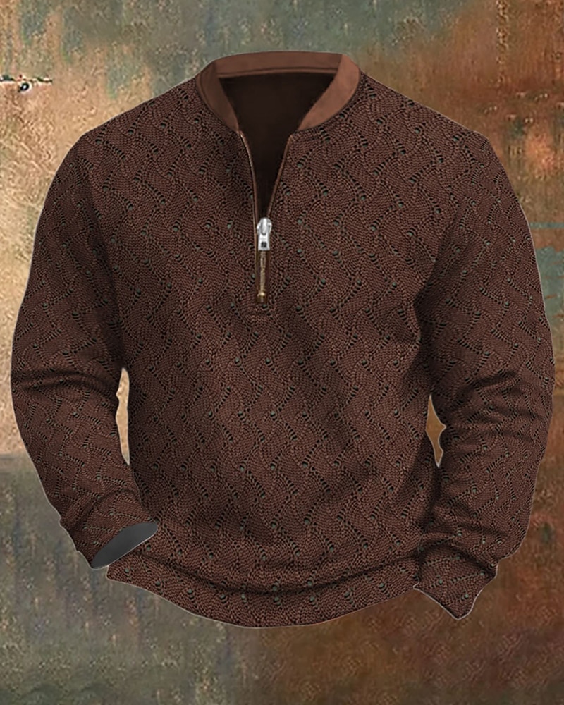 Men's Sweatshirt Quarter Zip Sweatshirt Blue Black White Brown Khaki Half Zip Geometric Zipper Daily Sports & Outdoor Holiday Polyester Streetwear Basic Casual Spring Fall Clothing Apparel Hoodies