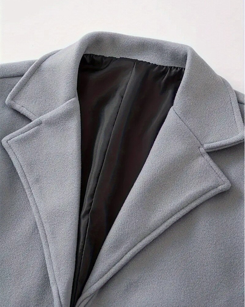 Men's Overcoat Trench Coat Long Trench Coat Vacation Daily Fall Winter Windproof Warm Outerwear Clothing Apparel Fashion Classic Plain Pocket Lapel Single Breasted One-button