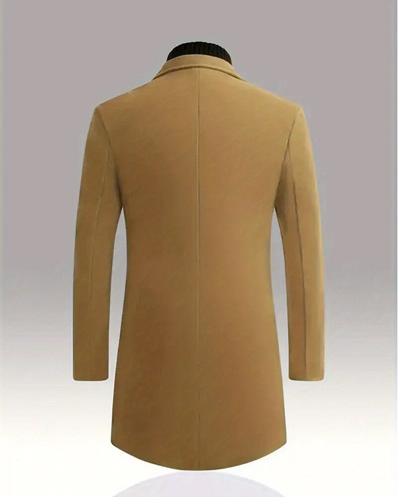 Men's Overcoat Trench Coat Long Trench Coat Vacation Daily Fall Winter Windproof Warm Outerwear Clothing Apparel Fashion Classic Plain Pocket Lapel Single Breasted One-button