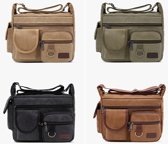 Men's Shoulder Messenger Bag Crossbody Bag Canvas Outdoor Daily Black Brown Green