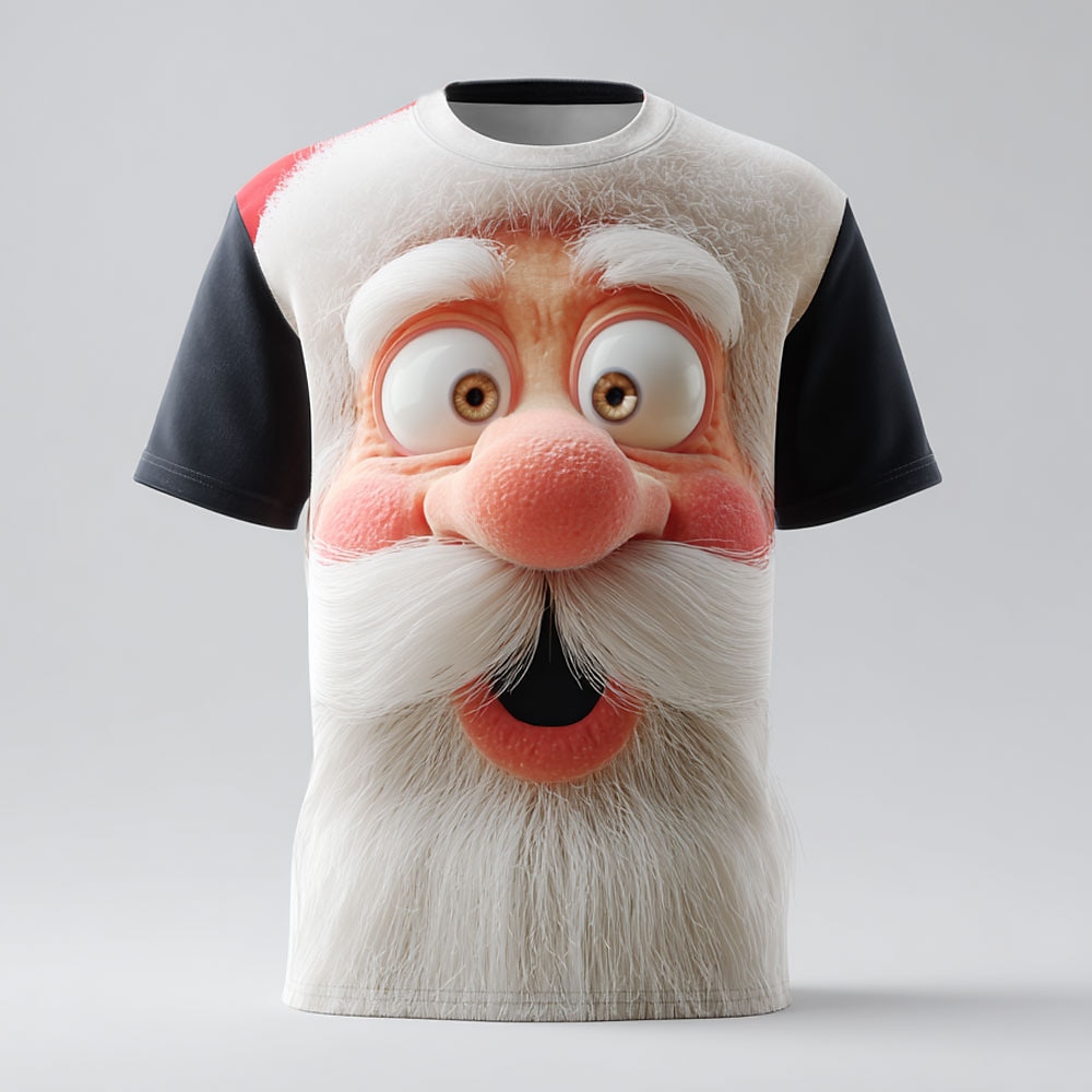 Christmas Men's Santa Claus 3D Cartoon T Shirt Short Sleeve T shirt 3D Print Crew Neck Shirt Daily Designer Artistic Vacation Party Street White 1 Red 3 Red All Seasons Clothing Apparel S M L XL XXL