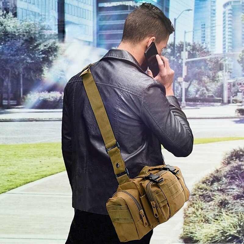 Fanny Pack Waist Bag / Waist pack Hiking Sling Backpack Breathable Wearable Multifunctional Lightweight Durable Outdoor Fishing Hiking Climbing Military Oxford Cloth Black Army Green Khaki