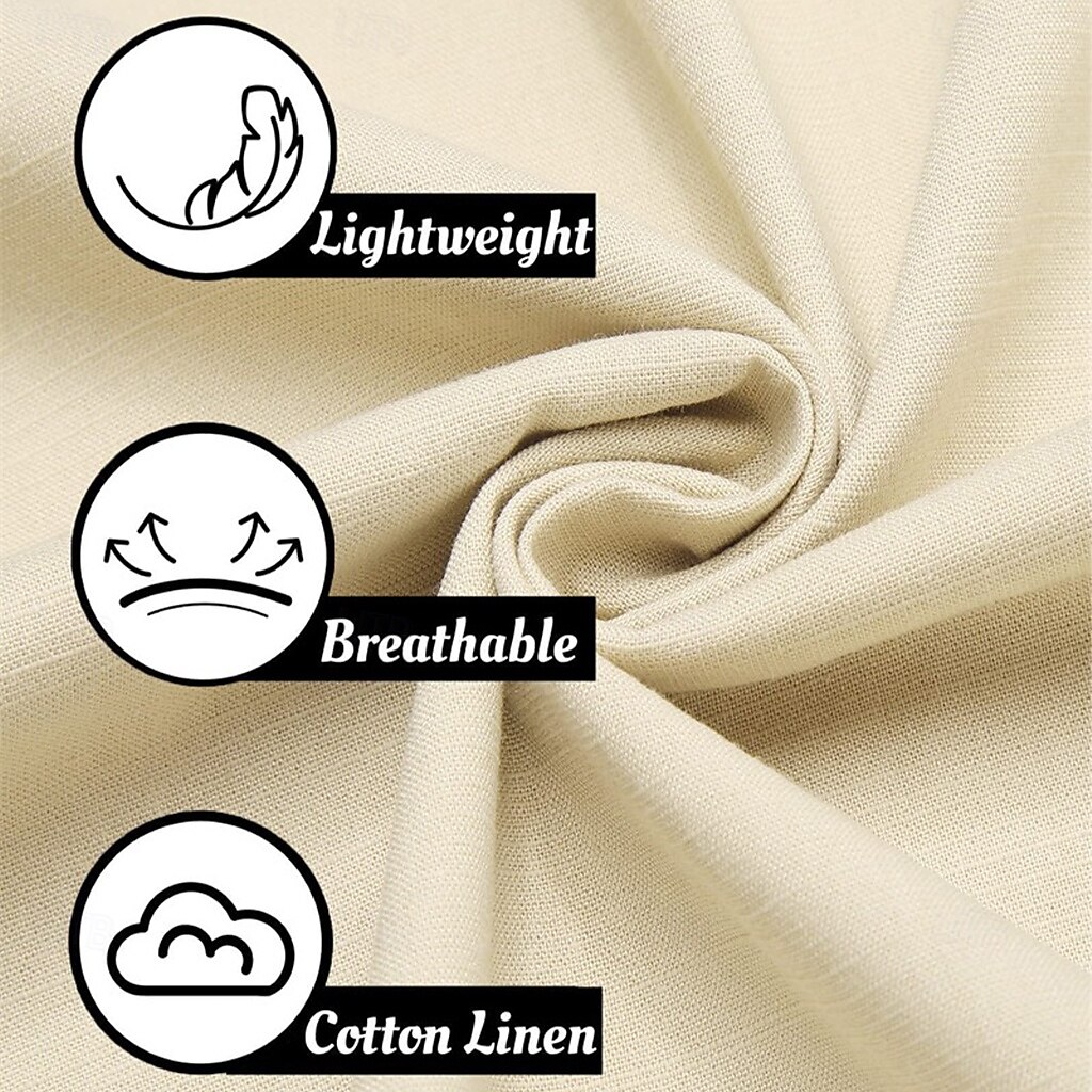 Men's Linen Pants Trousers Summer Pants Button Front Pocket Pleats Plain Comfort Breathable Full Length Casual Daily Holiday Fashion Basic Black White