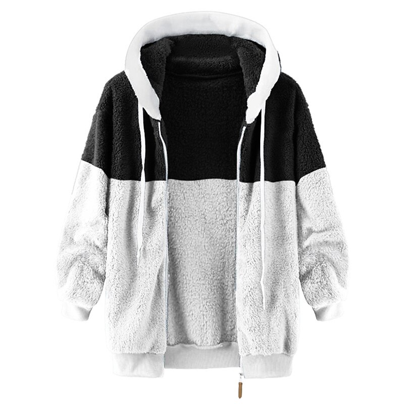 Men's Full Zip Sherpa Linend Color Block Patchwork Sports & Outdoor Daily Holiday Streetwear Designer Casual Fall & Winter Clothing Apparel Hoodies Sweatshirts