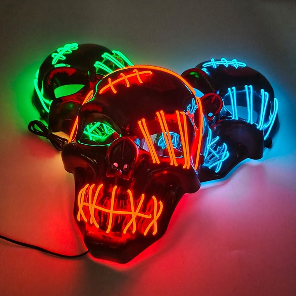 Halloween Glowing Mask LED Light Up Skeleton Pirate Mask Halloween Mask for Festival Cosplay Halloween Prop Carnival Gifts