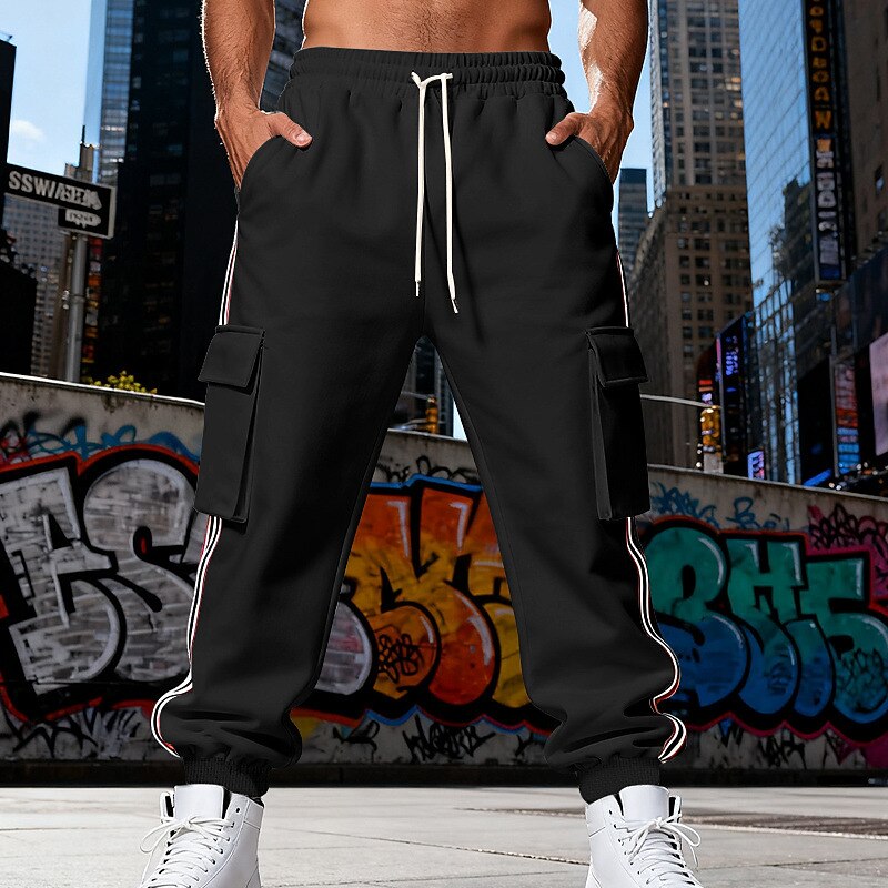 Men's Sweatpants Fleece Pants Joggers Trousers Winter Pants Drawstring Pocket Elastic Waist Plain Comfort Warm Sports Outdoor Daily Fashion Casual ArmyGreen Black Micro-elastic