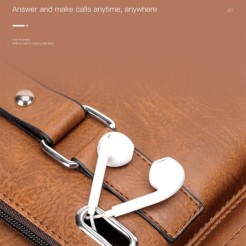 Men Shoulder Bag Business Crossbody Messenger Bag for 10.4 iPad PU Leather Business Handbags Men Messenger Bags Fashion Man Crossbody Bag