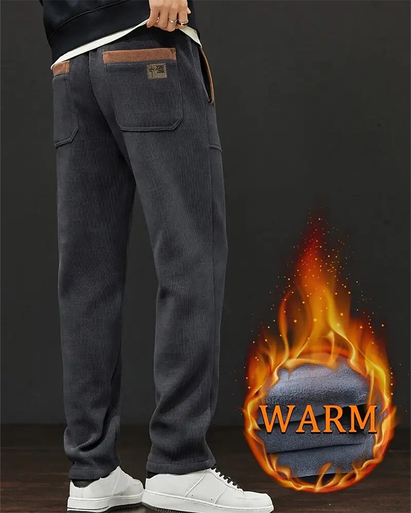 Men's Sweatpants Fleece Pants Corduroy Pants Winter Pants Trousers Drawstring Pocket Elastic Waist Plain Comfort Sports Outdoor Daily Fashion Casual Black Gray Micro-elastic