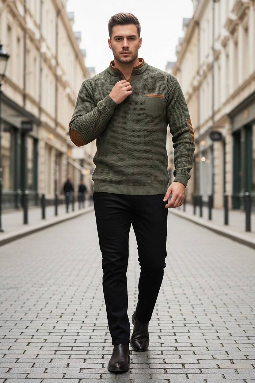 Men's Waffle Tee Waffle Henley Shirt Long Sleeve V Neck Spring &  Fall Solid Color Fashion Basic Fake two piece Street Casual Sports Black White Burgundy Top Tee for Men